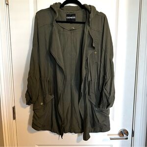 Express Olive Green Utility Jacket with Hood